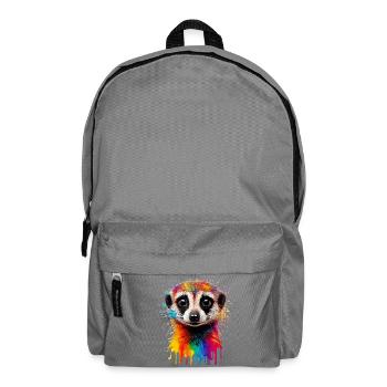 Colored Meerkat Portrait Print - Backpack - elephant grey - Front