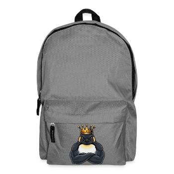 Strong Penguin King Cartoon Fitness Portrait - Backpack - elephant grey - Front