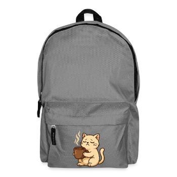 Chat café Somnolent et Tasse de Café - Sac à dos - gris éléphant - Devant