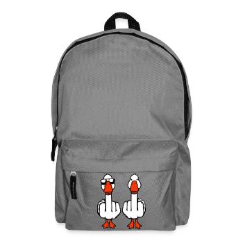 2 Gans Doppel Mittelfinger Gänse Freunde Team Duo - Rucksack - Mittelgrau - Vorne