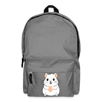 Cadeau de la Saint-Valentin pour le hamster au cœur rose - Sac à dos - gris éléphant - Devant