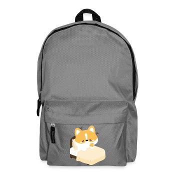 Tired Corgi on Bed - Backpack - elephant grey - Front