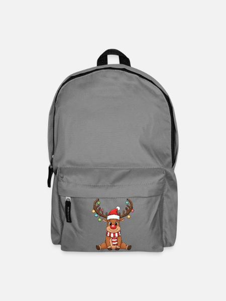 Lustiges Rentier mit roter Nase Weihnachtscartoon - Rucksack - Mittelgrau