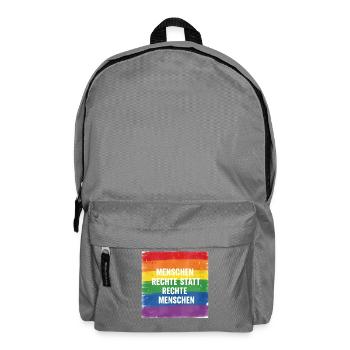 Pride Design: Menschenrechte statt rechte Menschen - Rucksack - Mittelgrau - Vorne