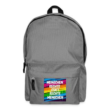 Menschenrechte statt rechte Menschen Street Art - Rucksack - Mittelgrau - Vorne