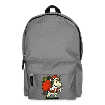 Starker Weihnachtsmann-Einhorn mit Geschenktüte - Rucksack - Mittelgrau - Vorne