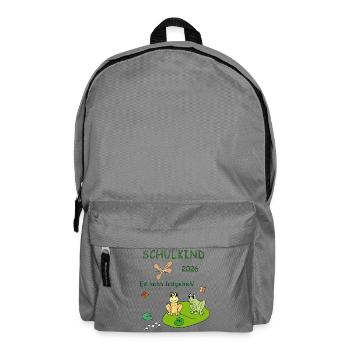 Schulkind 2026 Froschfreude - Rucksack - Mittelgrau - Vorne