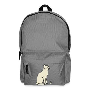 Minimalist Silhouette Cream Cat - Backpack - elephant grey - Front