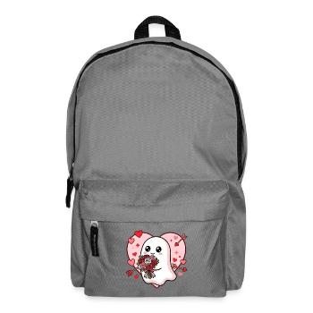 Cœur de rose de Saint-Valentin fantôme et effrayant mignon - Sac à dos - gris éléphant - Devant