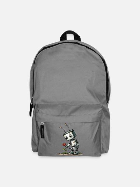 Roboter gießt eine Blume  - Rucksack - Mittelgrau