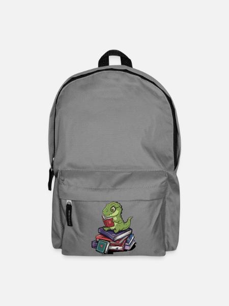 Bücherwurm T-Rex Dinosaurier liest Bücher Kunst - Rucksack - Mittelgrau