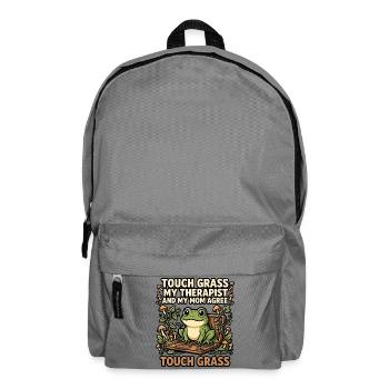 Touch Grass Frosch Computer Humor - Rucksack - Mittelgrau - Vorne