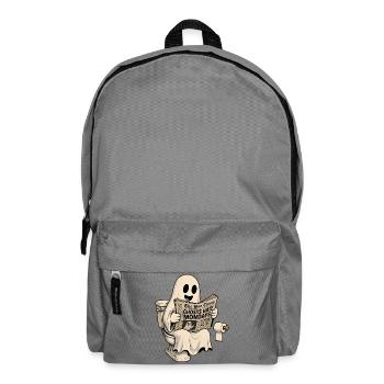 Ghost Hates Montage Halloween Humor T-Shirt Decal - Backpack - elephant grey - Front