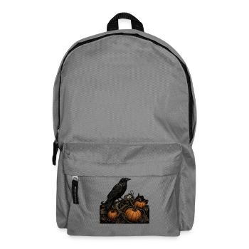 Raven on Pumpkin T-Shirt Vintage Gothic Halloween - Backpack - elephant grey - Front