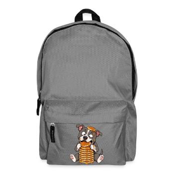 Pitbull avec des pancakes dessin animé drôle - Sac à dos - gris éléphant - Devant