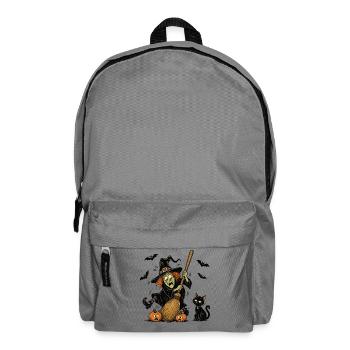 Motif vintage effrayant de la sorcière Halloween Chat citrouille - Sac à dos - gris éléphant - Devant