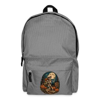 Vintage Halloween Pumpkin Skeleton Retro Outdoor Fan - Backpack - elephant grey - Front