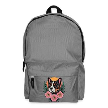 Blüten-Hundeporträt - Rucksack - Mittelgrau - Vorne