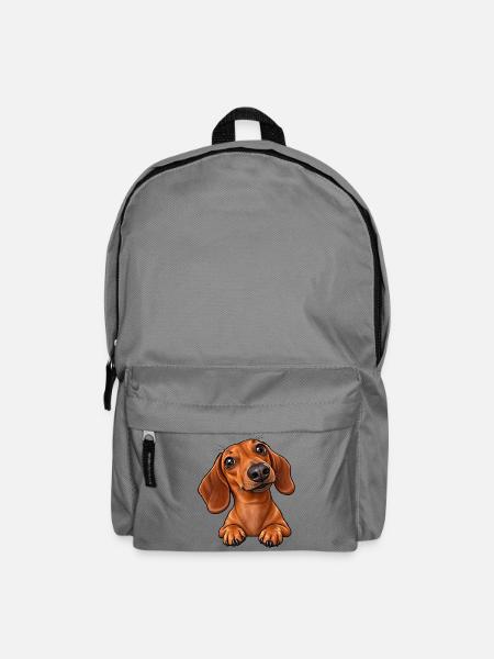 Kuscheldackel Lächelnde Dackelillustration - Rucksack - Mittelgrau