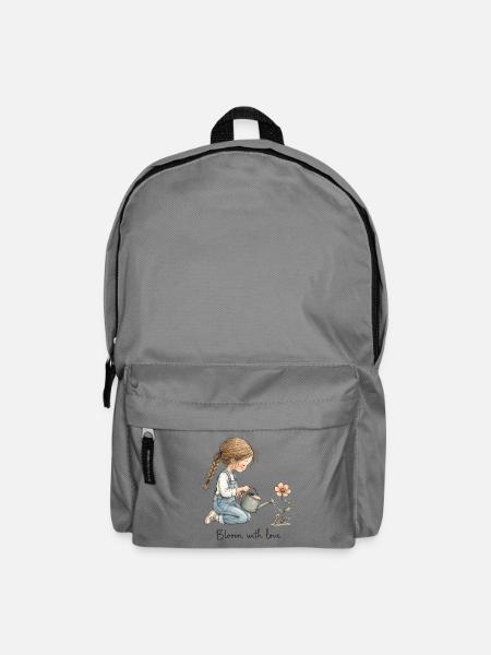 Mädchen mit Gießkanne – Bloom With Love Garten - Rucksack - Mittelgrau