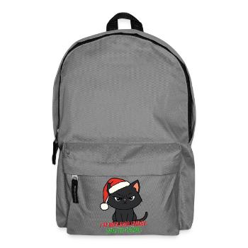 Lustige Weihnachtskatze wütende Stimmung Gieß den Eierlikör ein - Rucksack - Mittelgrau - Vorne