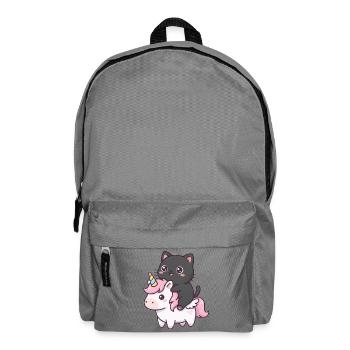 Katze auf Einhorn - Rucksack - Mittelgrau - Vorne