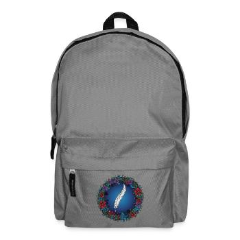 Feather in a Flower Wreath | Magic for Authors - Backpack - elephant grey - Front
