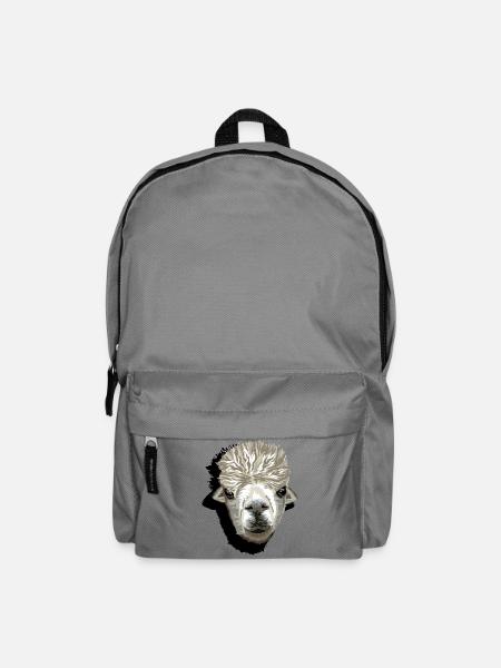 Alpaka lustiges Lama Kopf comic cartoon Symbol - Rucksack - Mittelgrau