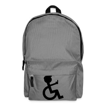 Wheelchair rider shows middle finger # - Backpack - elephant grey - Front