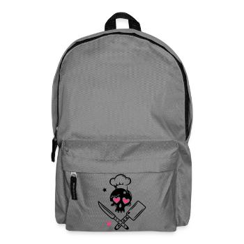 Totenkopf girlie mit Kochmütze und Messern - Rucksack - Mittelgrau - Vorne