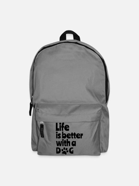 Das Leben ist besser mit einem Hund, Hunden, Tier 001 - Rucksack - Mittelgrau