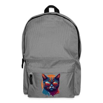 Rebel Paws: Retro Cat T-Shirt Art - Sac à dos - gris éléphant - Devant