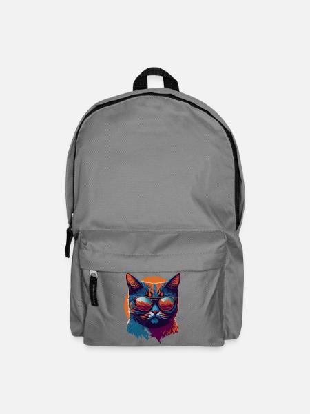 Rebel Paws: Retro Katze T-Shirt Art - Rucksack - Mittelgrau
