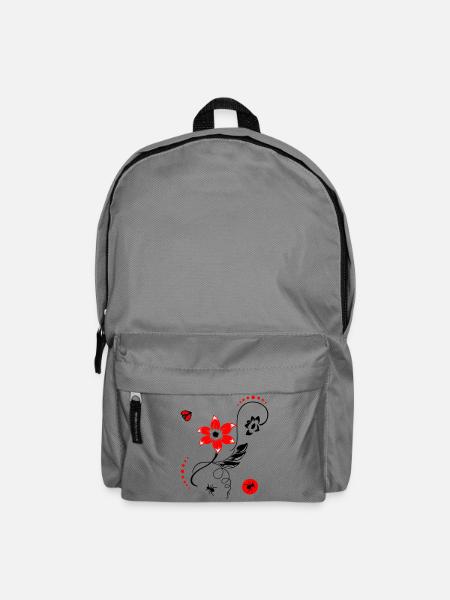 Sommerblume mit Marienkäfer und Ameisen - Rucksack - Mittelgrau