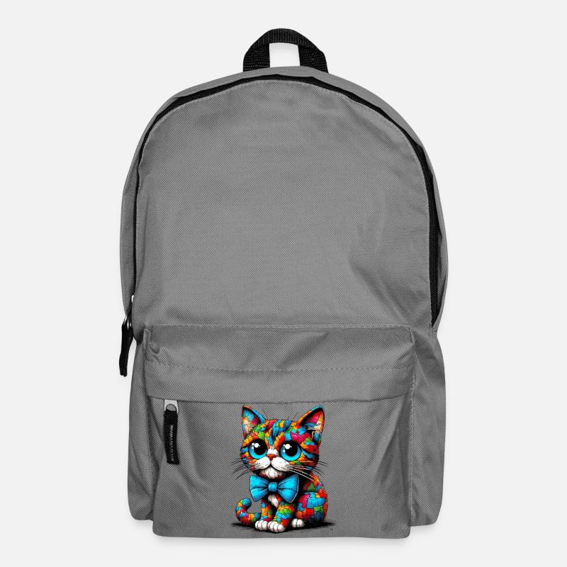 Katze mit Fliege - Rucksack - Mittelgrau