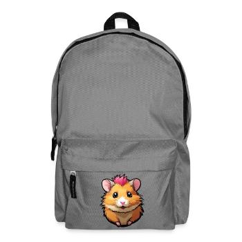 Funny hamster with pink mane - Backpack - elephant grey - Front