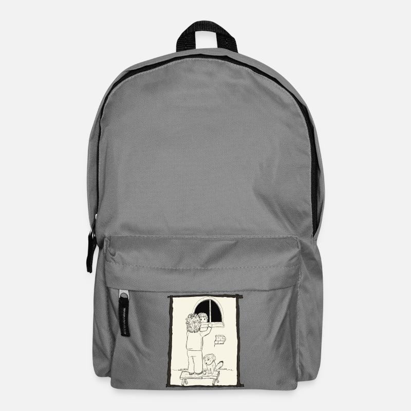Version encre Chiens & Enfants & Balles - Sac à dos - gris éléphant