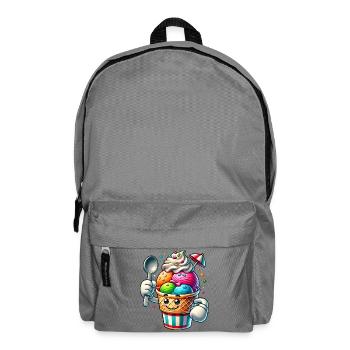 cheerful cartoon ice cream motif for summer fun - Backpack - elephant grey - Front