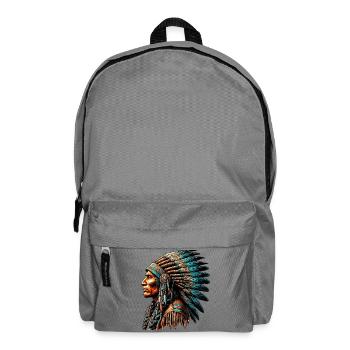 Amerikanisch, Indianer, Amerikaner - Rucksack - Mittelgrau - Vorne