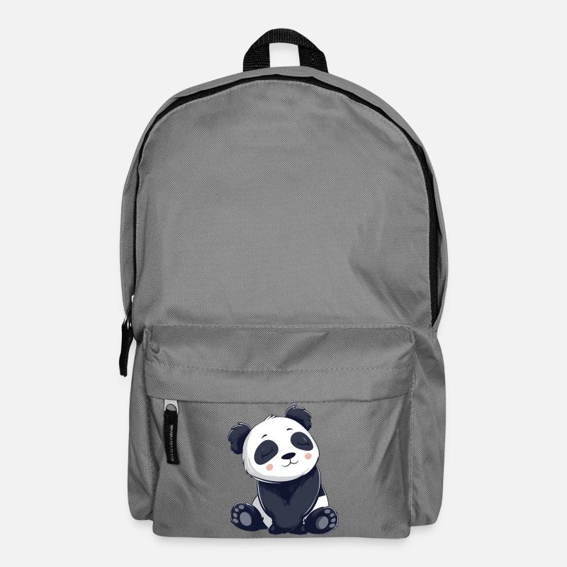 Cute Panda Cartoon Illustration - Backpack - elephant grey