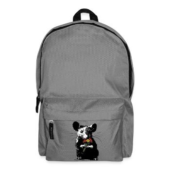 Mouse with colorful bouquet - Stencil Love - Backpack - elephant grey - Front