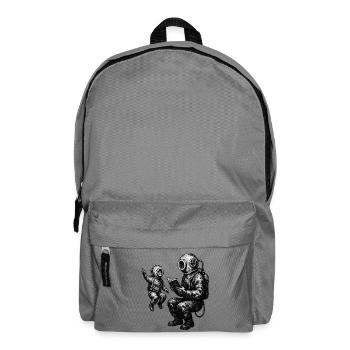 Vintage Tiefseetaucher mit Kind – Schwarzweiß - Rucksack - Mittelgrau - Vorne