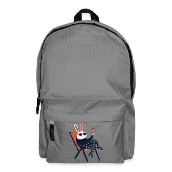 Beach Bunny – Chill Rabbit with Shades & Drink - Backpack - elephant grey - Front