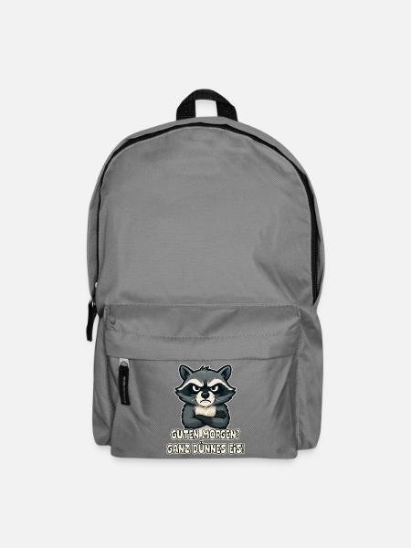 Witziger Waschbär Spruchdruck - Rucksack - Mittelgrau