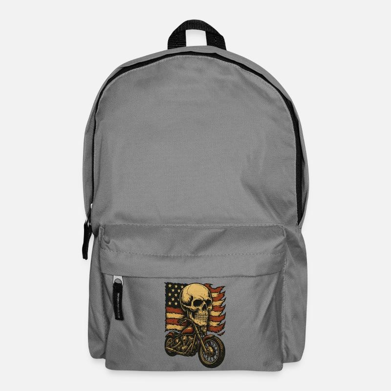 Moto skeleton devant le drapeau américain - Sac à dos - gris éléphant