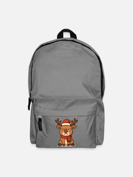 Grim Reindeer with Christmas Scarf - Backpack - elephant grey