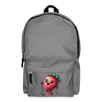 Funny strawberry while skiing in winter - Backpack - elephant grey - Front