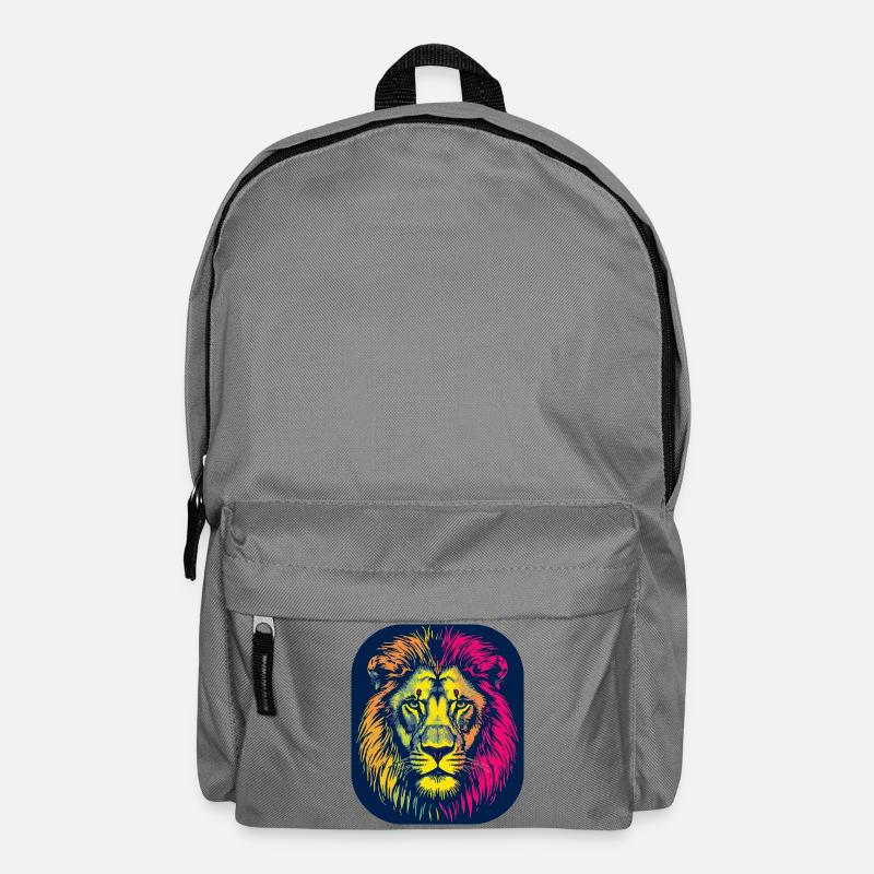 Neon Löwenkopf Pop Art - Rucksack - Mittelgrau