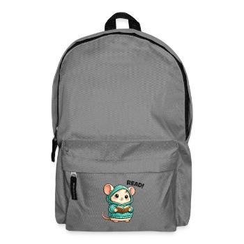Lese-Maus im Hoodie - Rucksack - Mittelgrau - Vorne