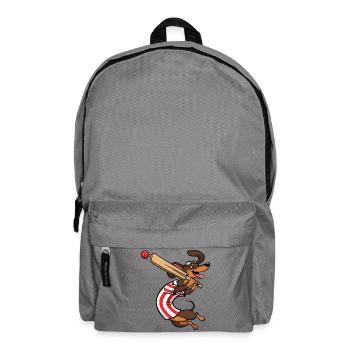 Funny dachshund playing cricket - Backpack - elephant grey - Front